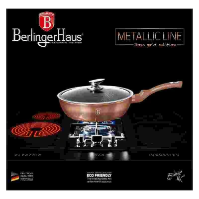 Berlingerhaus Pánev hluboká s mramorovým povrchem a poklicí 24 cm Rosegold Metallic Line
