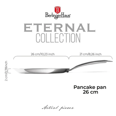 Berlingerhaus Pánev na palačinky s 3D nepřilnavým povrchem 26 cm nerez Eternal Collection