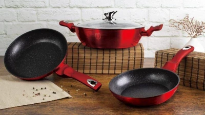 Berlingerhaus BH-1252 Pánev s mramorovým povrchem 24 cm Burgundy Metallic Line