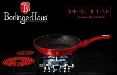 Berlingerhaus Pánev s mramorovým povrchem sada 3 ks Burgundy Metallic Line