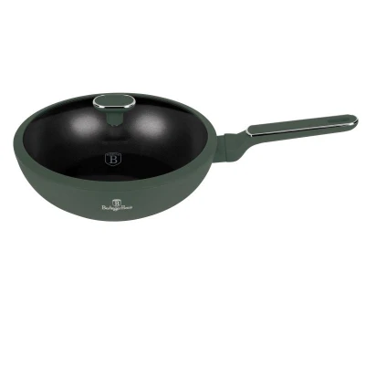 Berlingerhaus Pánev wok s poklicí a titanovým povrchem 28 cm Matte Green Collection