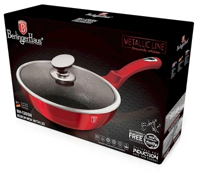 Berlingerhaus Pánev WOK s poklicí s mramorovým povrchem 28 cm Burgundy Metallic Line