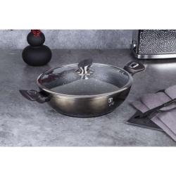 Berlingerhaus Wok pánev s poklicí s mramorovým povrchem 30 cm Shiny Black Edition