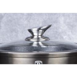 Berlingerhaus Wok pánev s poklicí s mramorovým povrchem 30 cm Shiny Black Edition