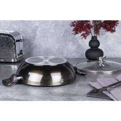 Berlingerhaus Wok pánev s poklicí s mramorovým povrchem 30 cm Shiny Black Edition