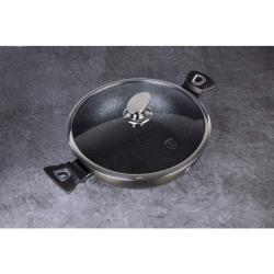 Berlingerhaus Wok pánev s poklicí s mramorovým povrchem 30 cm Shiny Black Edition