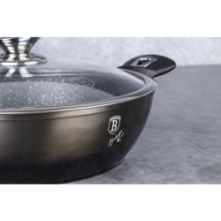 Berlingerhaus Wok pánev s poklicí s mramorovým povrchem 30 cm Shiny Black Edition