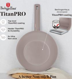 Berlingerhaus Wok pánev s titanovým povrchem 28 cm Taupe Collection