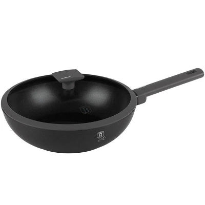 Berlingerhaus Pánev WOK s titanovým povrchem a poklicí 28 cm Antracit Collection