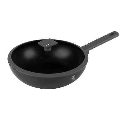 Berlingerhaus Pánev WOK s titanovým povrchem a poklicí 28 cm Antracit Collection