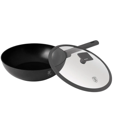Berlingerhaus Pánev WOK s titanovým povrchem a poklicí 28 cm Antracit Collection