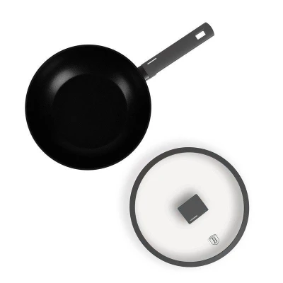 Berlingerhaus Pánev WOK s titanovým povrchem a poklicí 28 cm Antracit Collection