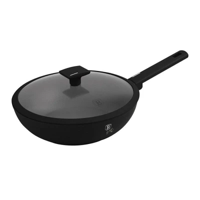 Berlingerhaus Pánev WOK s titanovým povrchem a poklicí 28 cm Matte Black Collection Berlingerhaus Pánev WOK s titanovým povrchem a poklicí 28 cm Matte Black Collection