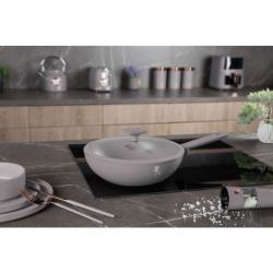 Berlingerhaus Wok pánev s titanovým povrchem a poklicí 30 cm Taupe Collection