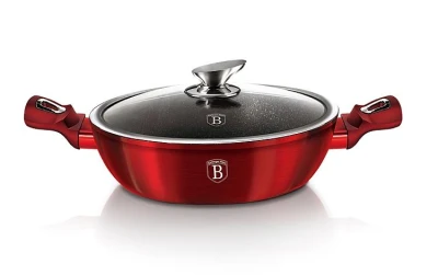 Berlingerhaus Pekáč kulatý s mramorovým povrchem a poklicí 24 cm Burgundy Metallic Line