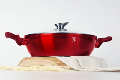 Berlingerhaus Pekáč kulatý s mramorovým povrchem a poklicí 24 cm Burgundy Metallic Line