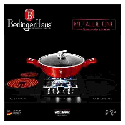 Berlingerhaus Pekáč kulatý s mramorovým povrchem a poklicí 24 cm Burgundy Metallic Line
