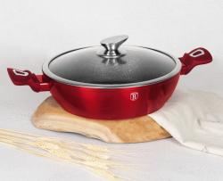 Berlingerhaus BH-1263 Pekáč kulatý s mramorovým povrchem a poklicí 28 cm Burgundy Metallic Line