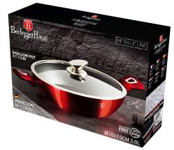 Berlingerhaus BH-1263 Pekáč kulatý s mramorovým povrchem a poklicí 28 cm Burgundy Metallic Line