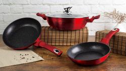 Berlingerhaus BH-1263 Pekáč kulatý s mramorovým povrchem a poklicí 28 cm Burgundy Metallic Line