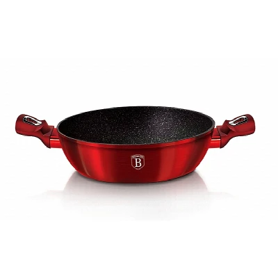 Berlingerhaus BH-1263 Pekáč kulatý s mramorovým povrchem a poklicí 28 cm Burgundy Metallic Line