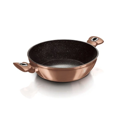 Berlingerhaus Pekáč kulatý s mramorovým povrchem a poklicí 28 cm Rosegold Metallic Line