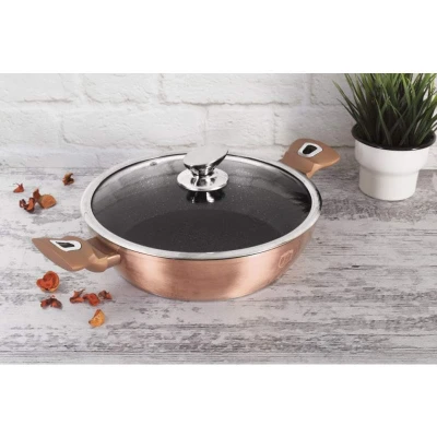 Berlingerhaus Pekáč kulatý s mramorovým povrchem a poklicí 28 cm Rosegold Metallic Line