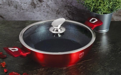 Berlingerhaus Pekáč kulatý s mramorovým povrchem a poklicí 32 cm Burgundy Metallic Line