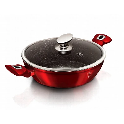 Berlingerhaus Pekáč kulatý s mramorovým povrchem a poklicí 32 cm Burgundy Metallic Line