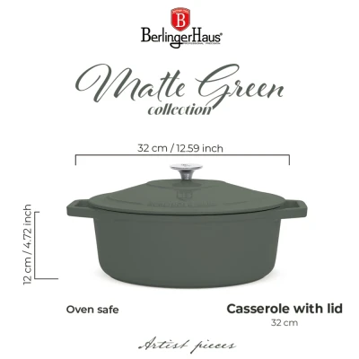 Berlingerhaus Pekáč litinový s poklicí 32 cm Matte Green Collection