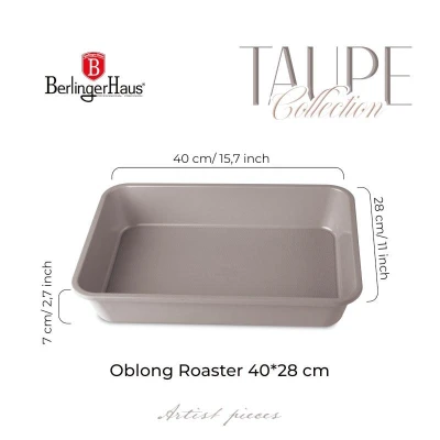 Berlingerhaus Plech na pečení hluboký s titanovým povrchem 40 x 28 cm Taupe Collection