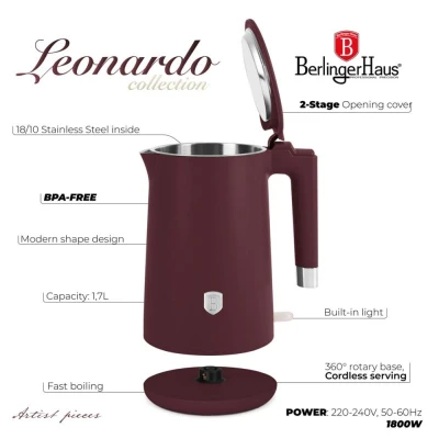 Berlingerhaus Rychlovarná konvice s dvojitou stěnou 1,7 l Leonardo Collection