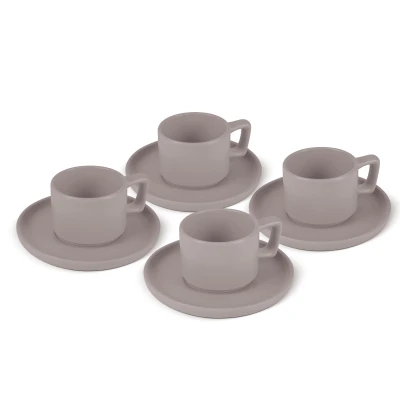 Berlingerhaus Sada hrnků na espresso s podšálkem 8 ks 100 ml Taupe Collection