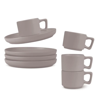 Berlingerhaus Sada hrnků na espresso s podšálkem 8 ks 100 ml Taupe Collection