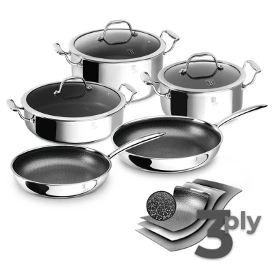 Berlingerhaus Sada nádobí s 3D nepřilnavým povrchem 8 ks nerez Eternal Collection