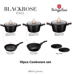 Berlingerhaus Sada nádobí s mramorovým povrchem 10 ks Black Rose Collection