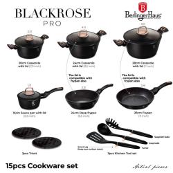 Berlingerhaus Sada nádobí s titanovým povrchem 15 ks Black rose Collection