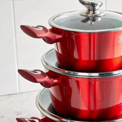 Berlingerhaus Sada nádobí s mramorovým povrchem 15 ks Burgundy Metallic Line