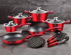 Berlingerhaus Sada nádobí s mramorovým povrchem 15 ks Burgundy Metallic Line