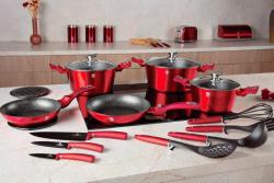 Berlingerhaus Sada nádobí s mramorovým povrchem 15 ks Burgundy Metallic Line