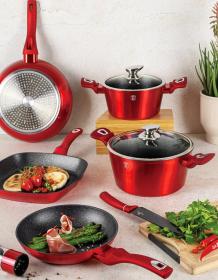 Berlingerhaus Sada nádobí s mramorovým povrchem 15 ks Burgundy Metallic Line