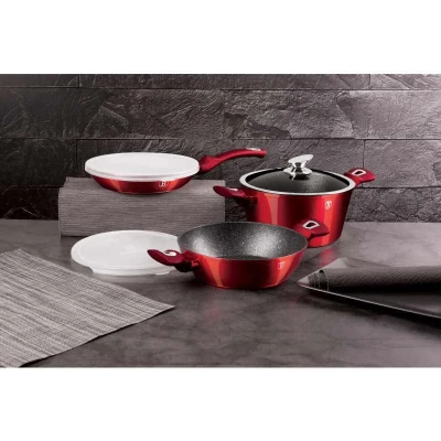 Berlingerhaus Sada nádobí s mramorovým povrchem 6 ks Burgundy Metallic Line