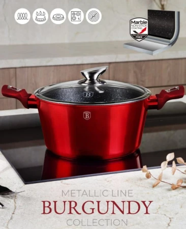 Berlingerhaus Sada nádobí s mramorovým povrchem 6 ks Burgundy Metallic Line