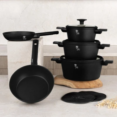 Berlingerhaus Sada nádobí s titanovým povrchem 10 ks Matte Black Collection