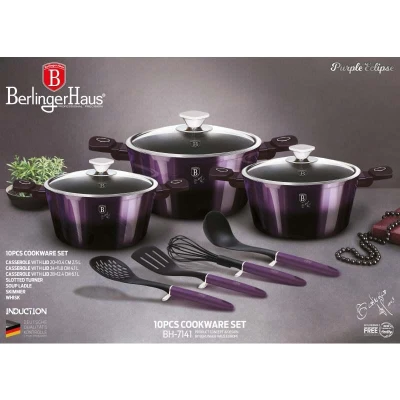 Berlingerhaus Sada nádobí s titanovým povrchem 10 ks Purple Eclipse Collection
