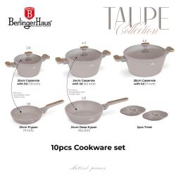 Berlingerhaus Sada nádobí s titanovým povrchem 10 ks Taupe Nordic Collection