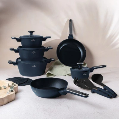 Berlingerhaus Sada nádobí s titanovým povrchem 15 ks Deep Sea Collection