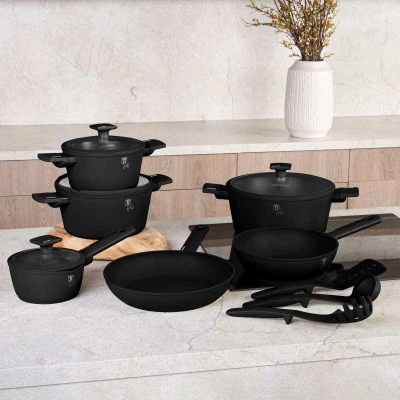 Berlingerhaus Sada nádobí s titanovým povrchem 15 ks Matte Black Collection