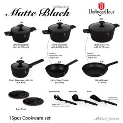Berlingerhaus Sada nádobí s titanovým povrchem 15 ks Matte Black Collection