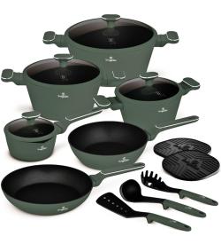 Berlingerhaus Sada nádobí s titanovým povrchem 15 ks Matte Green Collection Berlingerhaus Sada nádobí s titanovým povrchem 15 ks Matte Green Collection